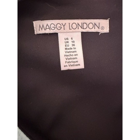 Maggie London Sheath Dress Blue Floral Knee Length Size 6 - Picture 6 of 8